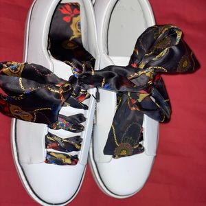 Unique white platform sneakers